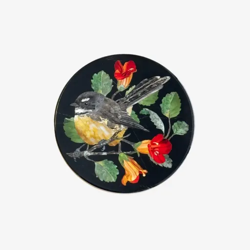 Tanya Wolfkamp Pietra Dura Bird Coaster – Fantail