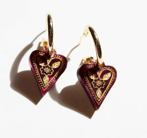 Hagen + Co Boho Heart Hoop Earrings – Merlot