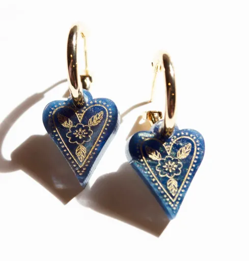 Hagen + Co Boho Heart Hoop Earrings – Midnight Blue