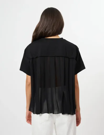 Gabriel Pleat-Back Jersey Top in Black