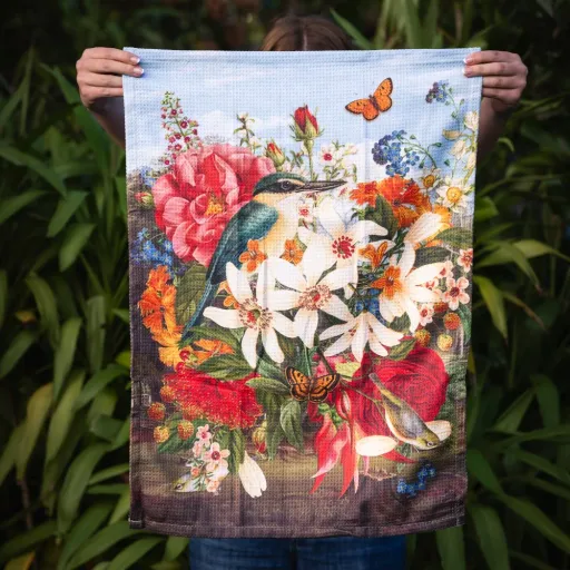 Tanya Wolfkamp Kingfisher Microfibre Tea Towel