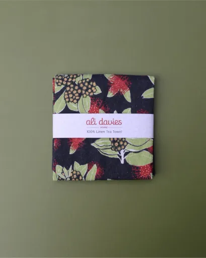 Ali Davies Pōhutukawa Linen Tea Towel