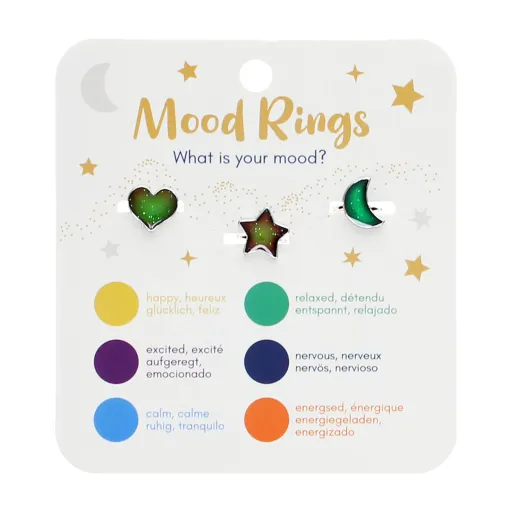 Mood Rings, Set of 3 – Heart, Star & Moon