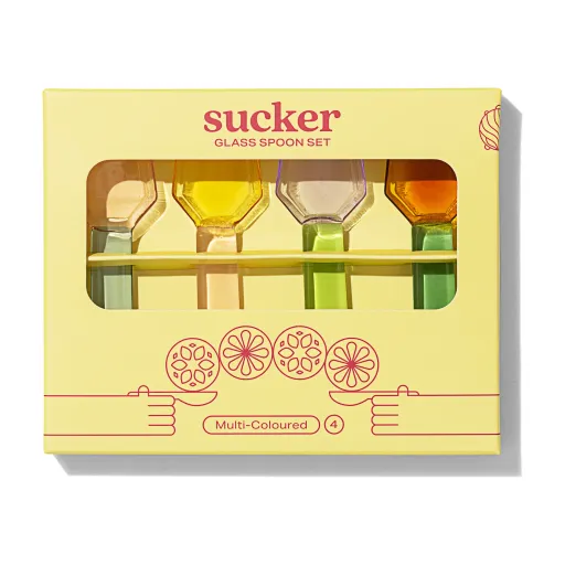 Sucker Glass Spoon Set – Multi-Colour