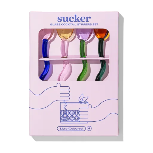 Sucker Glass Cocktail Stirrer Set – Multi-Colour