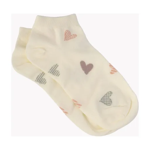 Harper Heart Ankle Socks – Cream